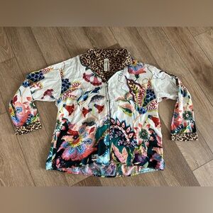 Anthropologie Sarah Gordon Pajama Top Women's Size L Multicolor Floral Flannel